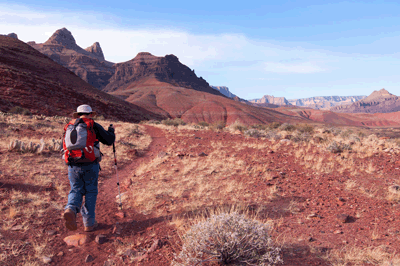 Matthew hiking the Escalante Route in eastern Grand Canyon