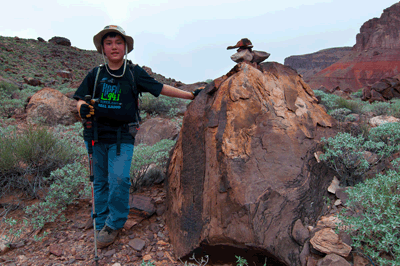 Standing next to a classic Grand Canyon duck