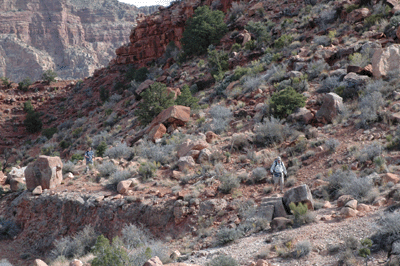 Hiking along the north slope of Cardenas Butte