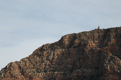 Desert View watchtower as seen from Cardenas Butte saddle