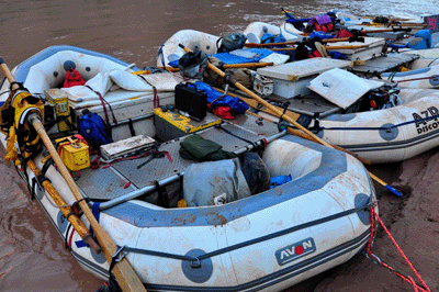 AZRA rafts tied up at Stone Creek beach