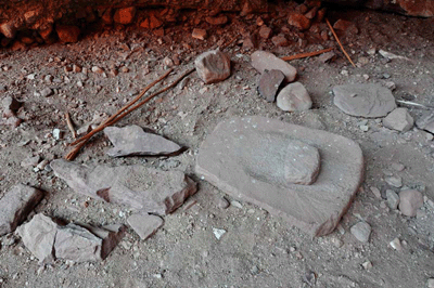 A metate at Stone Creek ruins