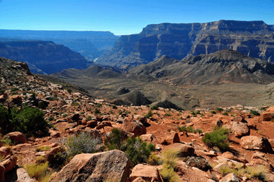 Looking down into Surprise Valley with the Colorado River seen in the distance