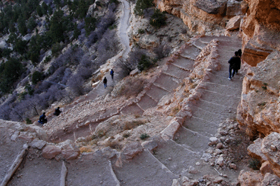 Switchbacks through the Kaibab limestone on the South Kaibab Trail