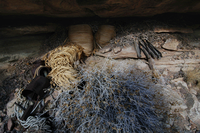 A collection of materials left behind by the 1919 survey crew