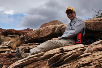 Dennis relaxing at the rim survey site