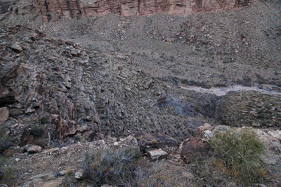 The descent route into Trinity Creek Canyon