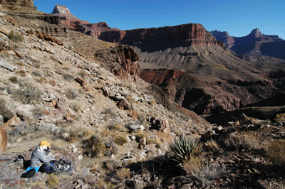 An early morning break below the Cheops-Isis saddle