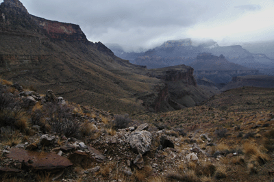 Looking south across the river toward Dana Butte and the Battleship