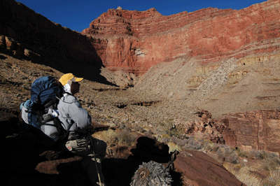 Taking a break below mighty Isis Temple