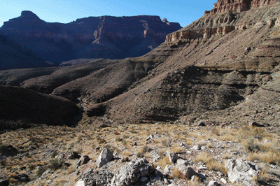 The final stage of the descent route into Trinity Creek Canyon