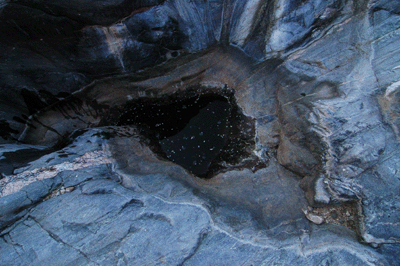 Skank I water pocket in Trinity Creek Canyon