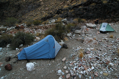 The Antler Camp site in Trinity Creek Canyon