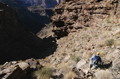 Descending through a drainage to the Colorado River