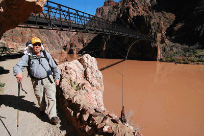 Dennis continues toward Phantom Ranch after crossing the Black Bridge