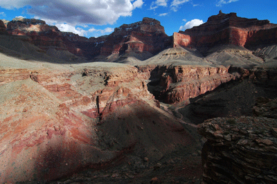 A view of Angels Gate (right) and Wotans Throne from Clear Creek Trail