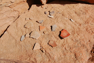 Potsherds at the ruins