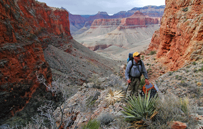 Approaching the Redwall route to the saddle